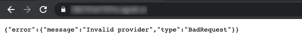 Error message says "Invalid provider"